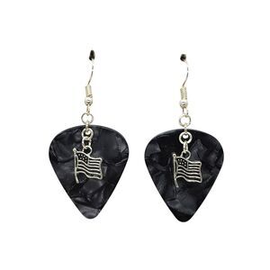 Sm USA American Flag Charm Guitar Pick Earrings - Choose Color - Handmade in USA